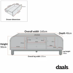 Maude TV Unit, Washed White Ash -Daals Store XXTV 049 CHART