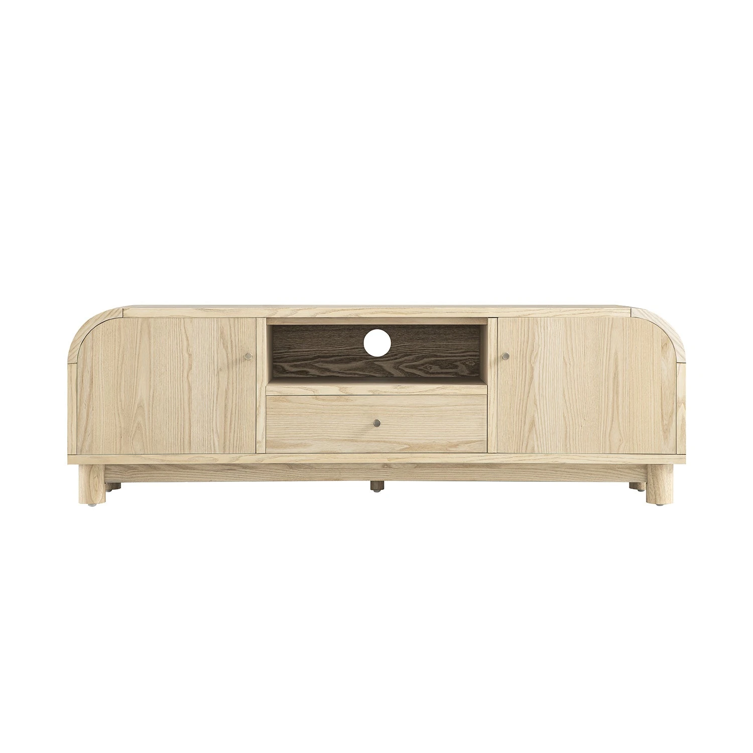 Maude 160cm Wide TV Unit in Natural Ash β Mid-Century Media Console with Antique Brass Detail 1 Maude 160cm Wide TV Unit in Natural Ash β Mid-Century Media Console with Antique Brass Detail