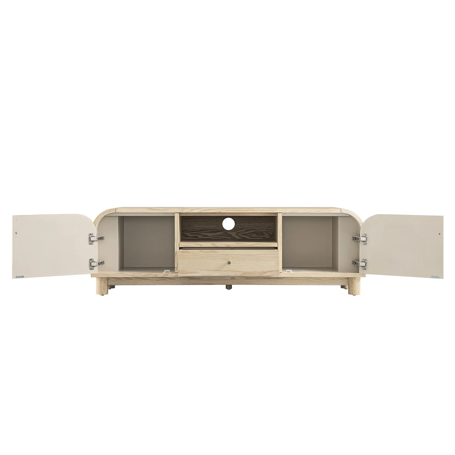 Maude 160cm Wide TV Unit in Natural Ash β Mid-Century Media Console with Antique Brass Detail 5 Maude 160cm Wide TV Unit in Natural Ash β Mid-Century Media Console with Antique Brass Detail - Image 5