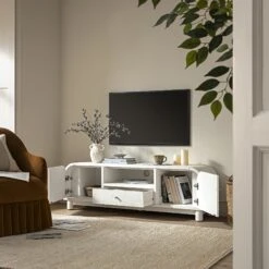 Maude TV Unit, Washed White Ash -Daals Store XXTV 049 WHITE WHITE scene2