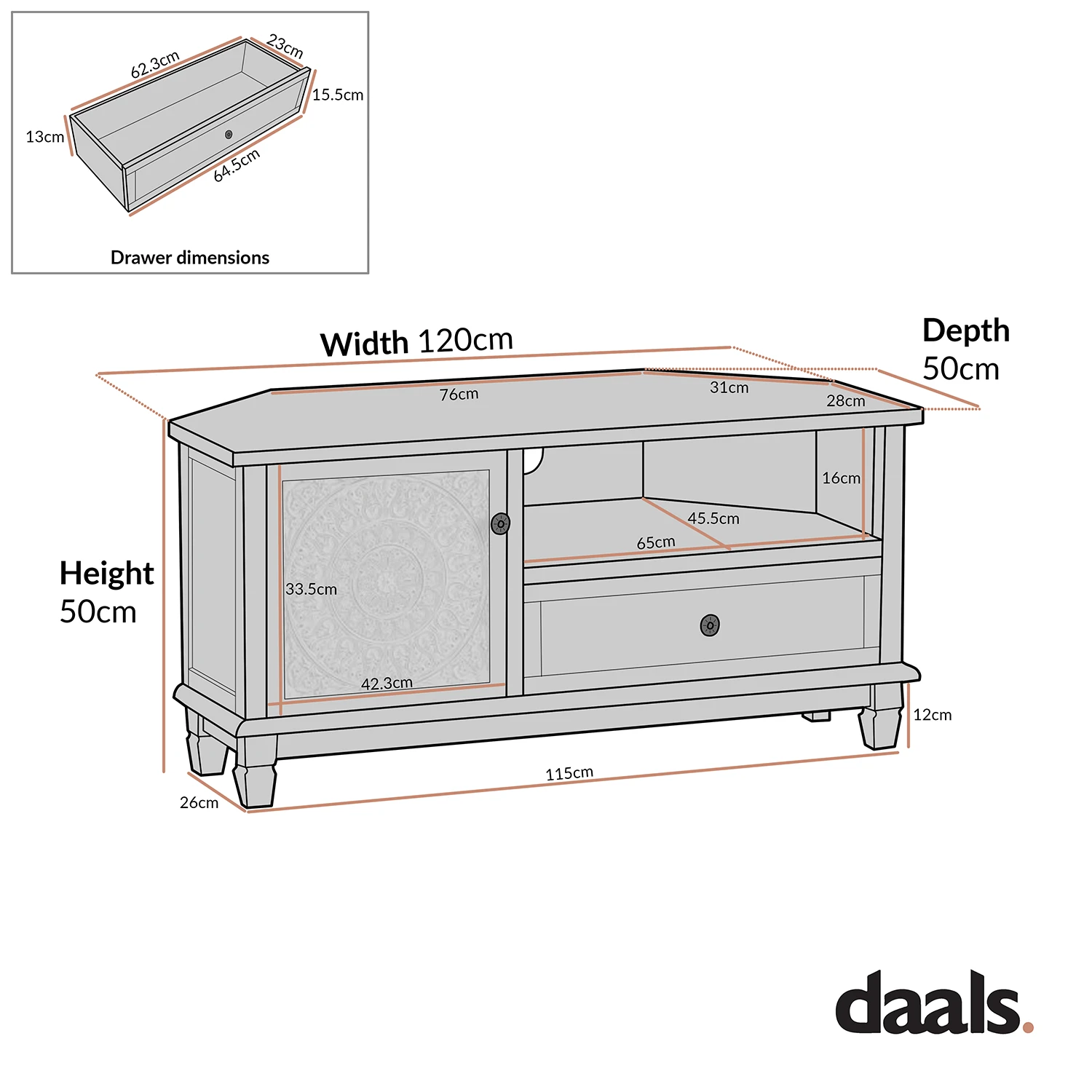 Chantilly Whitewashed Corner TV Unit with Floral Carved Detail 10 Chantilly Whitewashed Corner TV Unit with Floral Carved Detail - Image 10