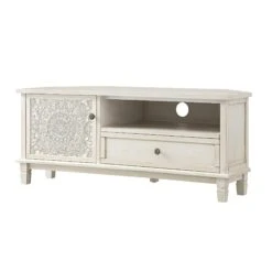 Chantilly Whitewashed Corner TV Unit with Floral Carved Detail 23 Chantilly Whitewashed Corner TV Unit with Floral Carved Detail -Daals Store XXTV 053 WHITEWASH WB1