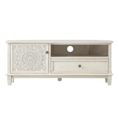 Chantilly Whitewashed Corner TV Unit with Floral Carved Detail 24 Chantilly Whitewashed Corner TV Unit with Floral Carved Detail -Daals Store XXTV 053 WHITEWASH WB2