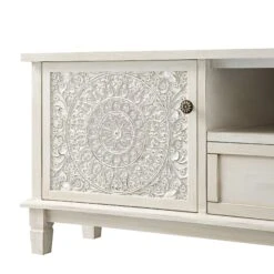 Chantilly Whitewashed Corner TV Unit with Floral Carved Detail 30 Chantilly Whitewashed Corner TV Unit with Floral Carved Detail -Daals Store XXTV 053 WHITEWASH detail1