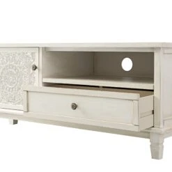 Chantilly Whitewashed Corner TV Unit with Floral Carved Detail 31 Chantilly Whitewashed Corner TV Unit with Floral Carved Detail -Daals Store XXTV 053 WHITEWASH detail2
