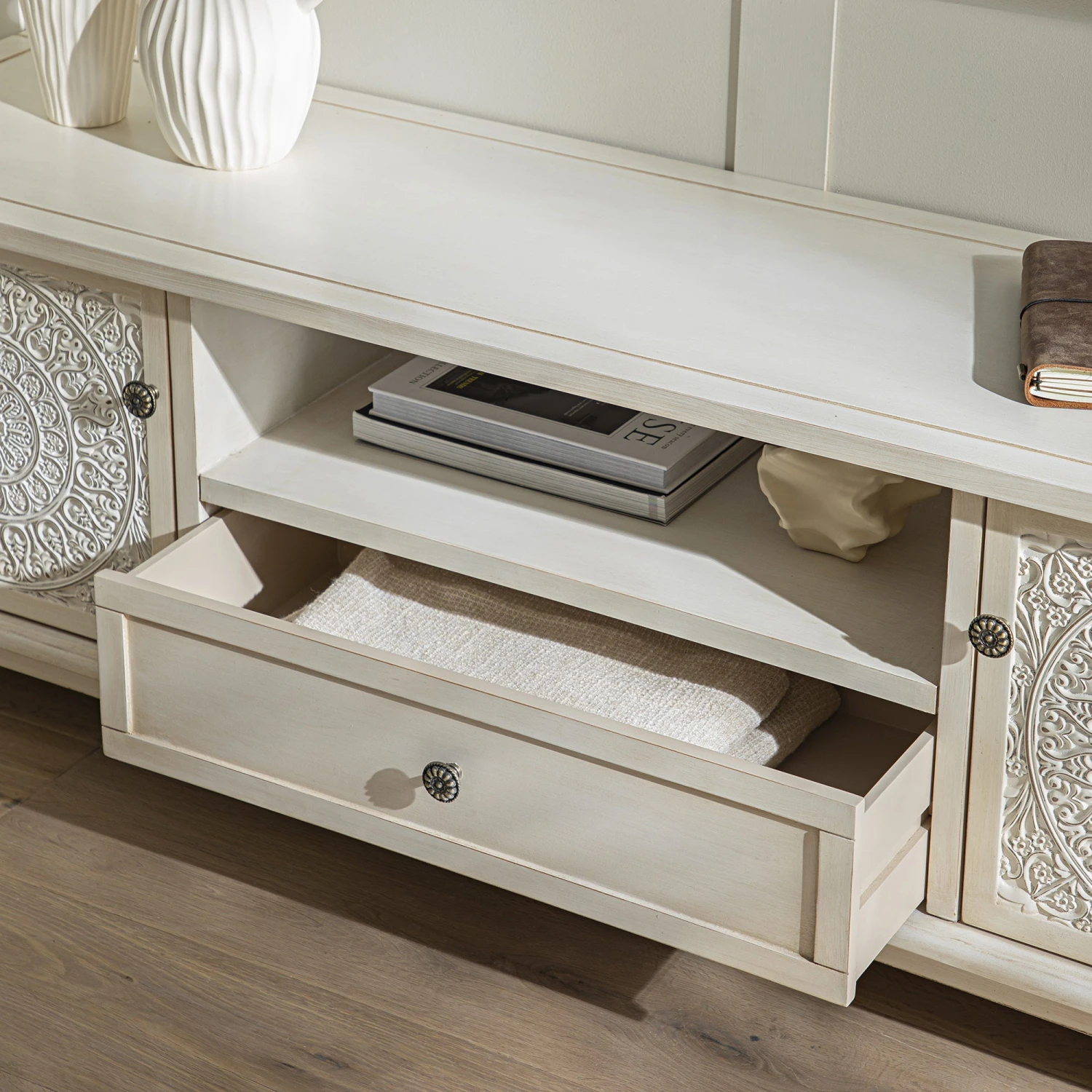 Chantilly Whitewashed 150cm Wide TV Unit 5 Chantilly Whitewashed 150cm Wide TV Unit - Image 5