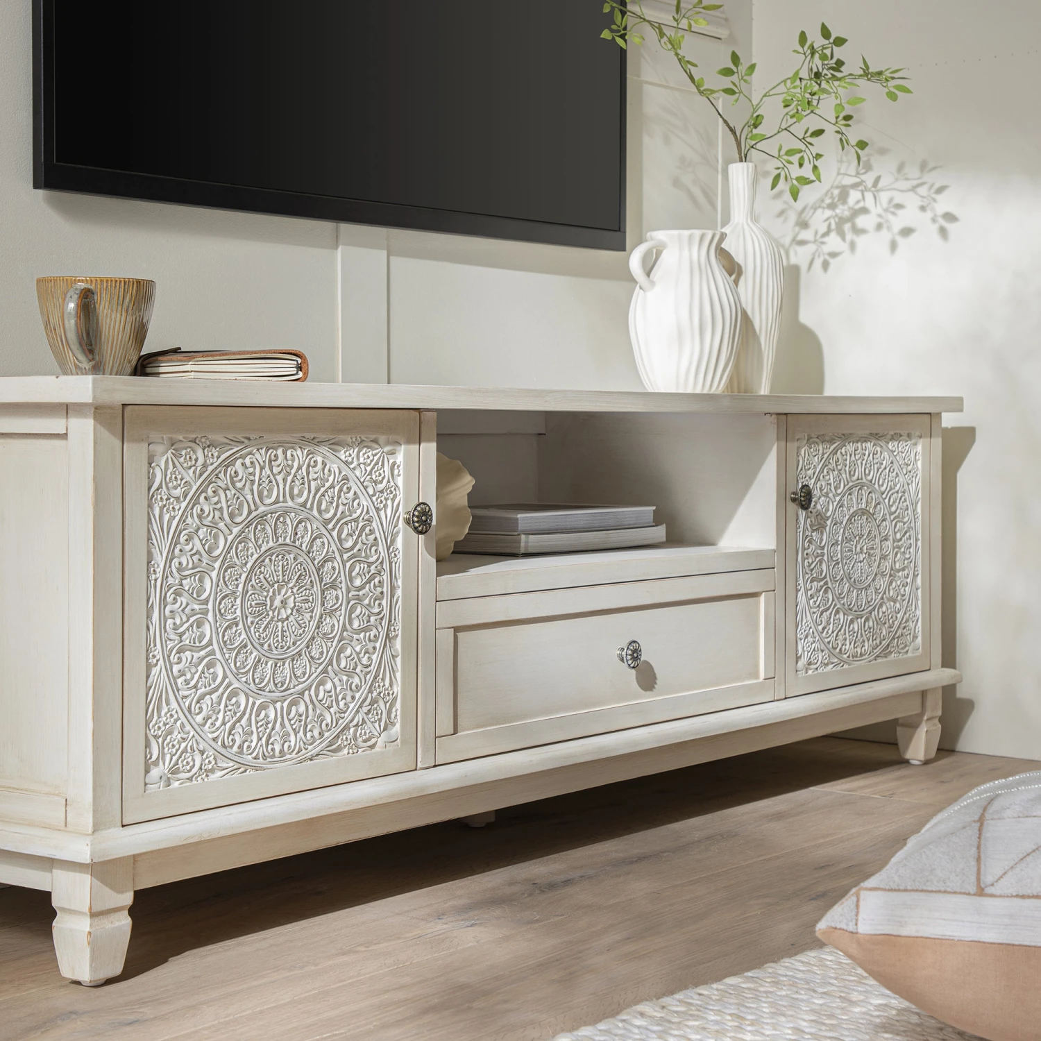 Chantilly Whitewashed 150cm Wide TV Unit 6 Chantilly Whitewashed 150cm Wide TV Unit - Image 6