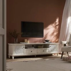 Chantilly Whitewashed 200cm Wide TV Unit 18 Chantilly Whitewashed 200cm Wide TV Unit -Daals Store XXTV 055 WHITEWASH scene1