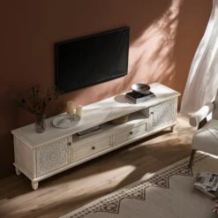 Chantilly Whitewashed 200cm Wide TV Unit 20 Chantilly Whitewashed 200cm Wide TV Unit -Daals Store XXTV 055 WHITEWASH scene3
