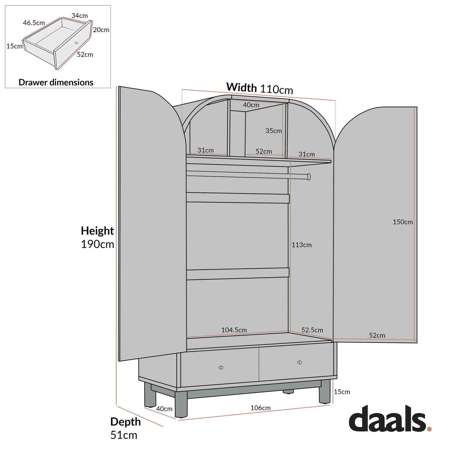 Maude Double Wardrobe, Washed White Ash With Raffia 3 Maude Double Wardrobe, Washed White Ash With Raffia - Image 3