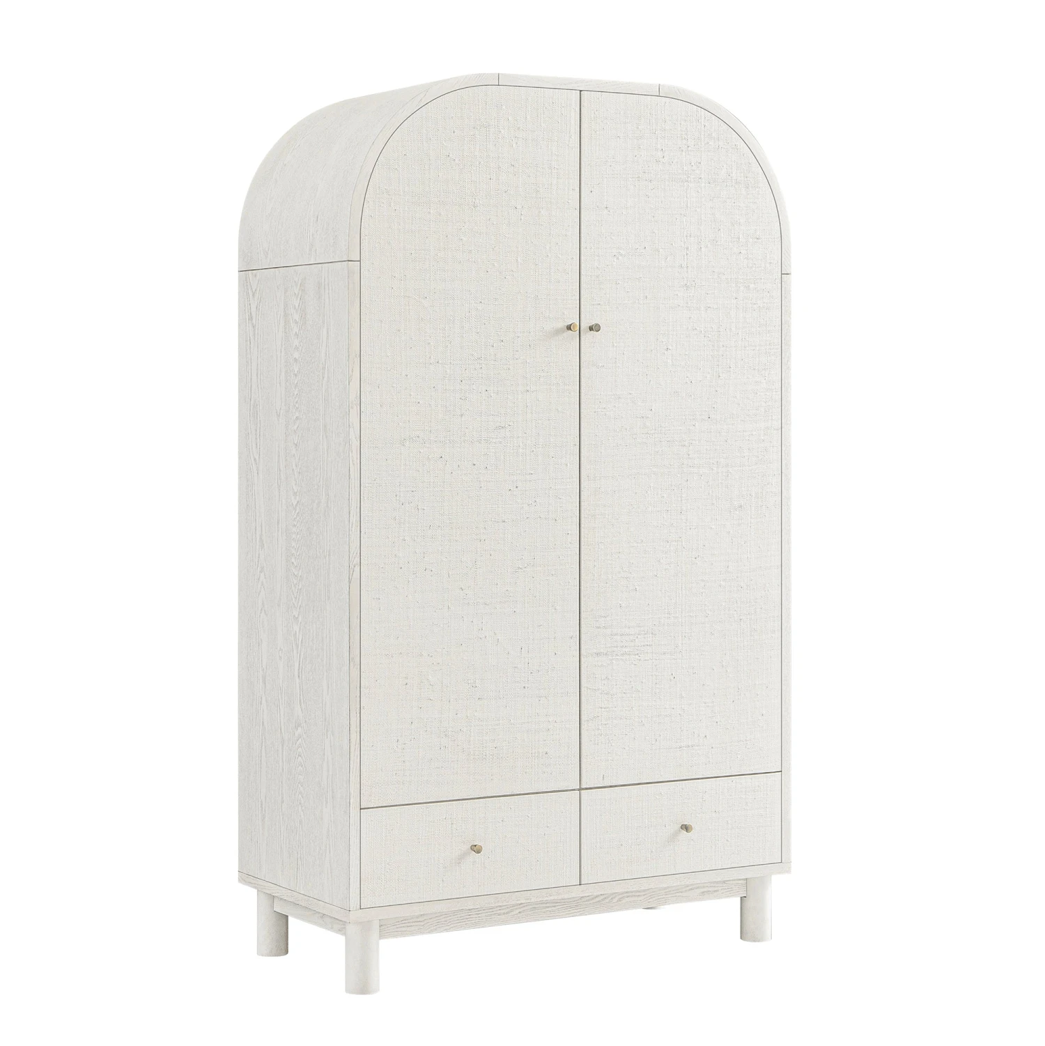 Maude Double Wardrobe, Washed White Ash With Raffia 2 Maude Double Wardrobe, Washed White Ash With Raffia - Image 2
