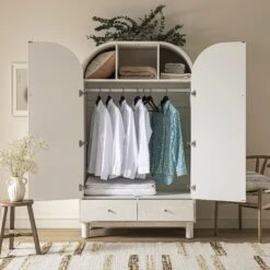 Maude Double Wardrobe, Washed White Ash -Daals Store XXWARD 041 WHITE WHITE scene2