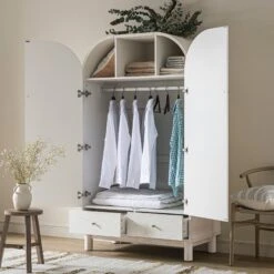Maude Double Wardrobe, Washed White Ash -Daals Store XXWARD 041 WHITE WHITE scene3