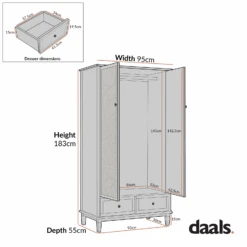 Chantilly Mid Grey Carved Double Wardrobe 12 Chantilly Mid Grey Carved Double Wardrobe -Daals Store XXWARD 051 CHART