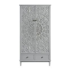 Chantilly Mid Grey Carved Double Wardrobe