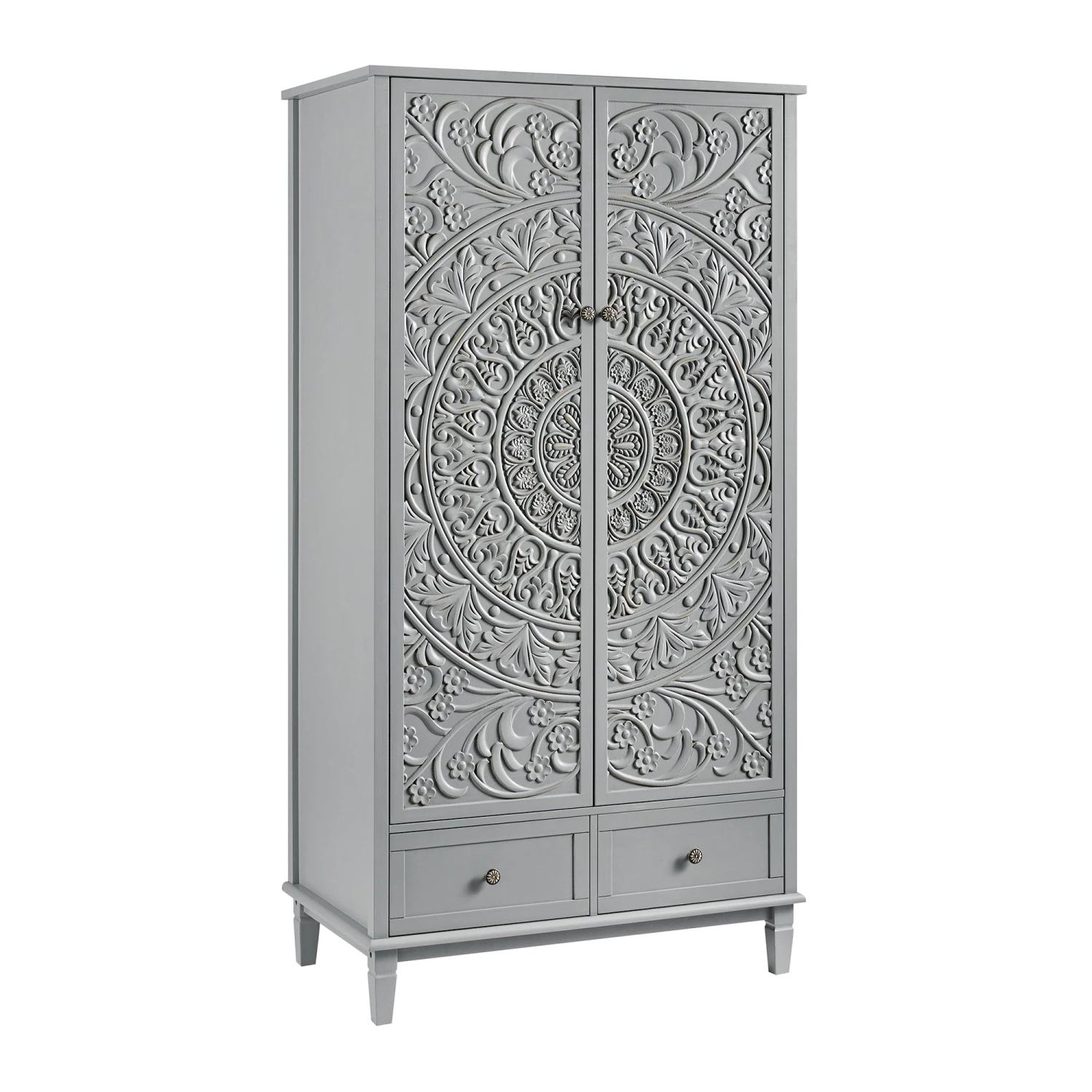 Chantilly Mid Grey Carved Double Wardrobe 2 Chantilly Mid Grey Carved Double Wardrobe - Image 2