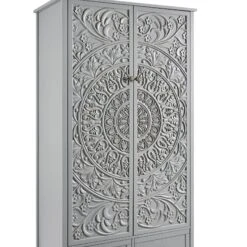 Chantilly Mid Grey Carved Double Wardrobe 17 Chantilly Mid Grey Carved Double Wardrobe -Daals Store XXWARD 051 GREY detail1