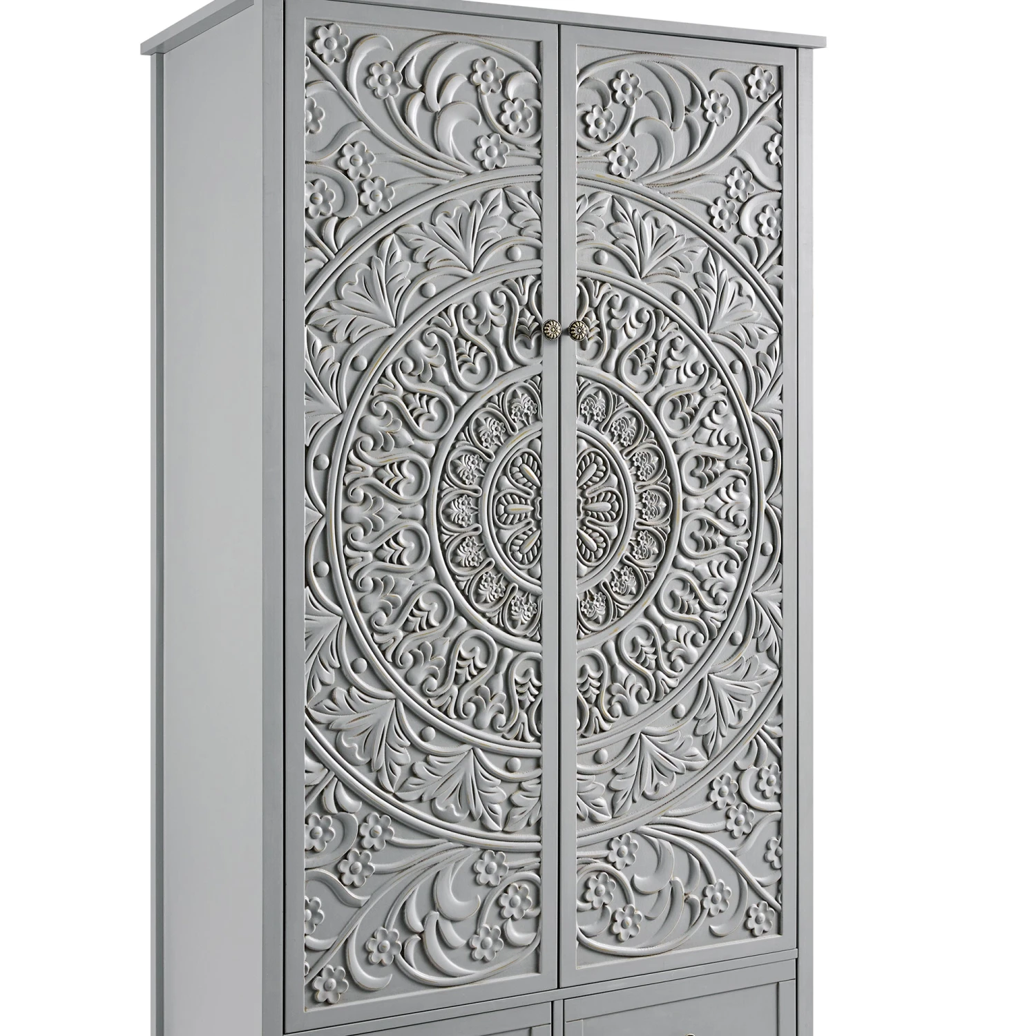 Chantilly Mid Grey Carved Double Wardrobe 8 Chantilly Mid Grey Carved Double Wardrobe - Image 8