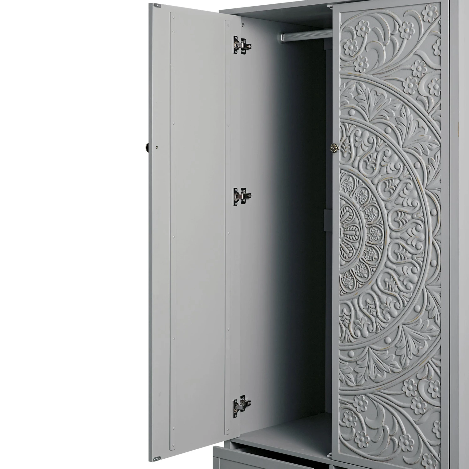 Chantilly Mid Grey Carved Double Wardrobe 9 Chantilly Mid Grey Carved Double Wardrobe - Image 9