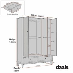 Chantilly Mid Grey Carved Triple Wardrobe 12 Chantilly Mid Grey Carved Triple Wardrobe -Daals Store XXWARD 052 CHART