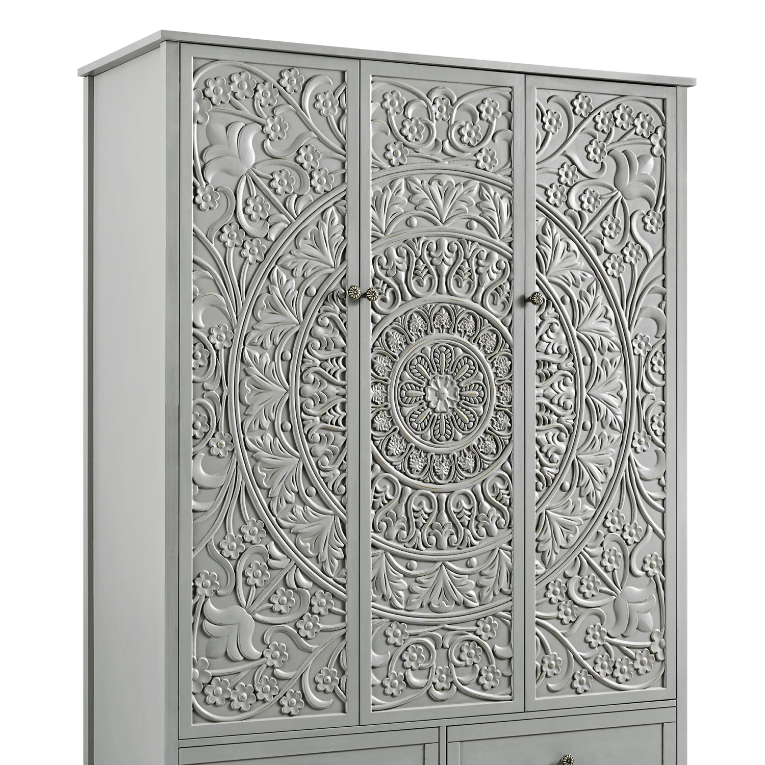 Chantilly Mid Grey Carved Triple Wardrobe 8 Chantilly Mid Grey Carved Triple Wardrobe - Image 8