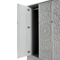 Chantilly Mid Grey Carved Triple Wardrobe 18 Chantilly Mid Grey Carved Triple Wardrobe -Daals Store XXWARD 052 GREY detail2