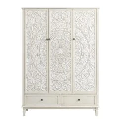 Chantilly Whitewashed Carved Triple Wardrobe 24 Chantilly Whitewashed Carved Triple Wardrobe -Daals Store XXWARD 052 WHITEWASH WB1