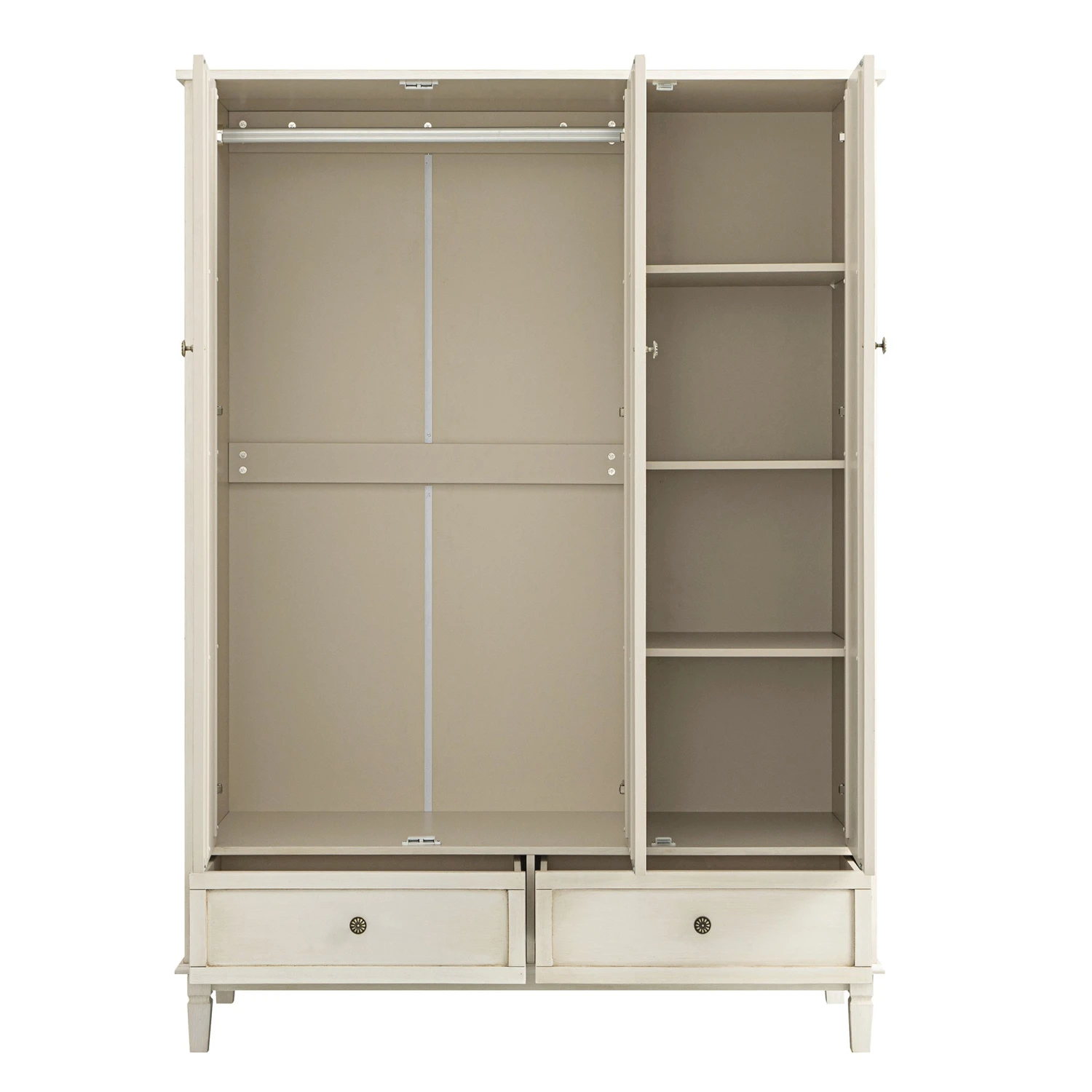 Chantilly Whitewashed Carved Triple Wardrobe 11 Chantilly Whitewashed Carved Triple Wardrobe - Image 11