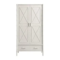 Elstowe Faux Bamboo Double Wardrobe, Shaded White 23 Elstowe Faux Bamboo Double Wardrobe, Shaded White -Daals Store XXWARD 068 BEIGE WB1