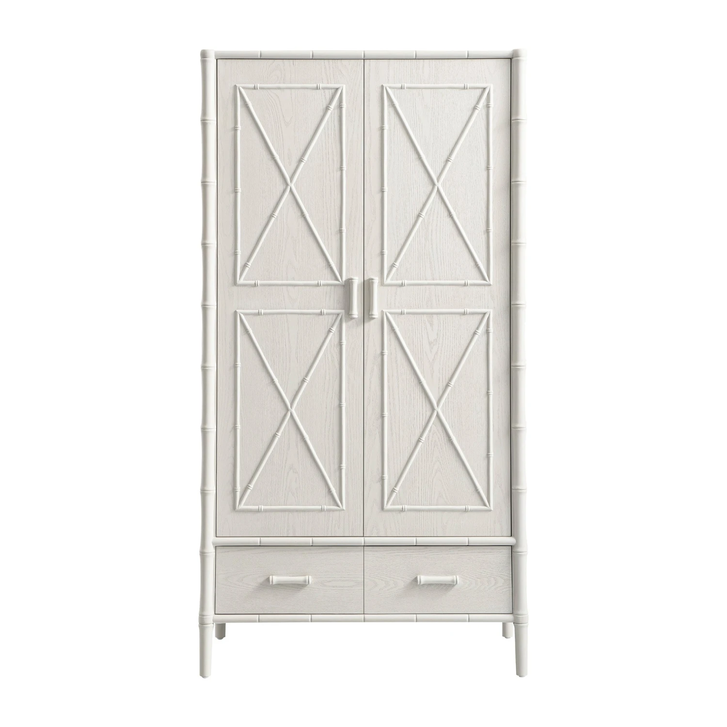 Elstowe Faux Bamboo Double Wardrobe, Shaded White 8 Elstowe Faux Bamboo Double Wardrobe, Shaded White - Image 8