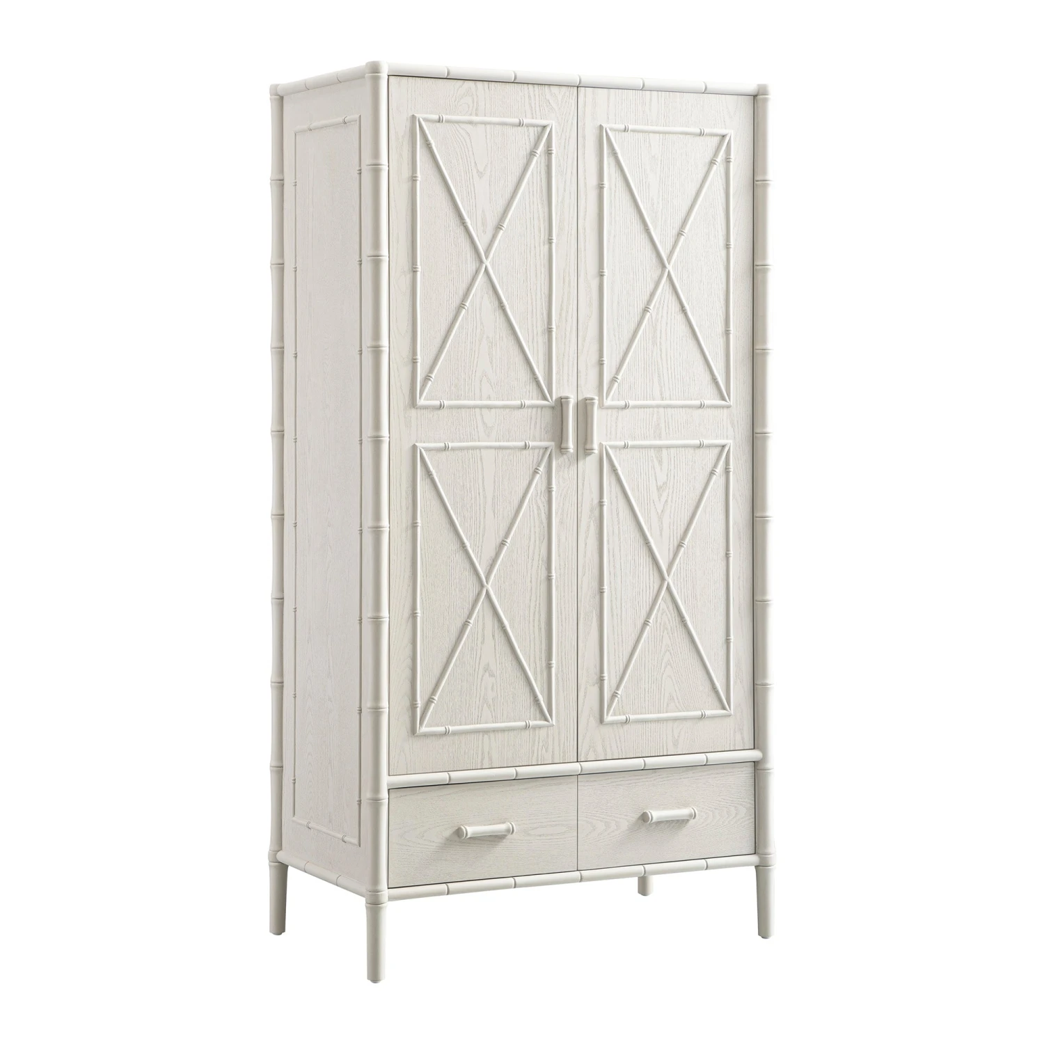 Elstowe Faux Bamboo Double Wardrobe, Shaded White 9 Elstowe Faux Bamboo Double Wardrobe, Shaded White - Image 9
