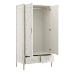 Elstowe Faux Bamboo Double Wardrobe, Shaded White 26 Elstowe Faux Bamboo Double Wardrobe, Shaded White -Daals Store XXWARD 068 BEIGE WB3