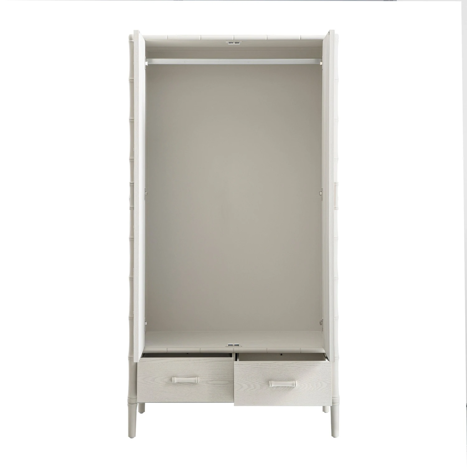 Elstowe Faux Bamboo Double Wardrobe, Shaded White 12 Elstowe Faux Bamboo Double Wardrobe, Shaded White - Image 12