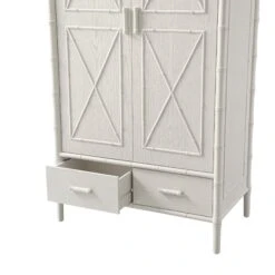 Elstowe Faux Bamboo Double Wardrobe, Shaded White 31 Elstowe Faux Bamboo Double Wardrobe, Shaded White -Daals Store XXWARD 068 BEIGE detail2