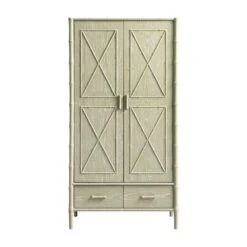 Elstowe Faux Bamboo Double Wardrobe, Sage Green -Daals Store XXWARD 068 GREEN WB1