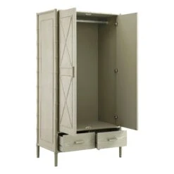 Elstowe Faux Bamboo Double Wardrobe, Sage Green -Daals Store XXWARD 068 GREEN WB3