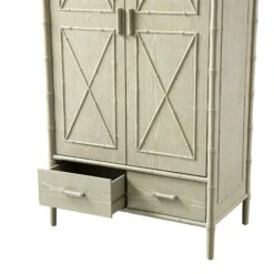 Elstowe Faux Bamboo Double Wardrobe, Sage Green -Daals Store XXWARD 068 GREEN detail2