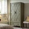 Elstowe Faux Bamboo Double Wardrobe, Sage Green -Daals Store XXWARD 068 GREEN main