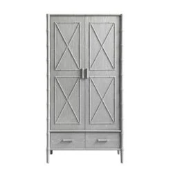 Elstowe Faux Bamboo Double Wardrobe, Warm Grey 21 Elstowe Faux Bamboo Double Wardrobe, Warm Grey -Daals Store XXWARD 068 GREY WB1