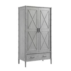Elstowe Faux Bamboo Double Wardrobe, Warm Grey 22 Elstowe Faux Bamboo Double Wardrobe, Warm Grey -Daals Store XXWARD 068 GREY WB2
