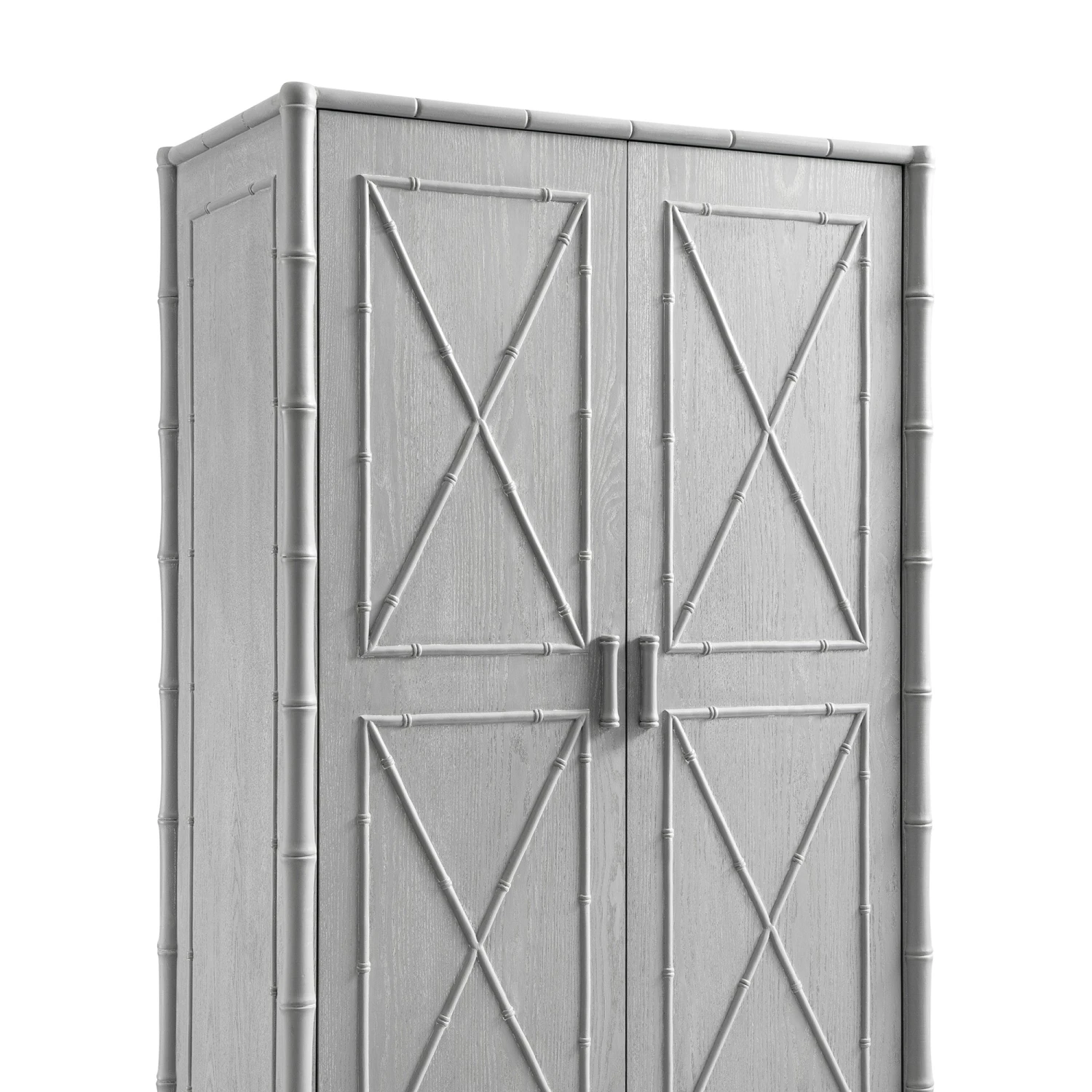 Elstowe Faux Bamboo Double Wardrobe, Warm Grey 14 Elstowe Faux Bamboo Double Wardrobe, Warm Grey - Image 14