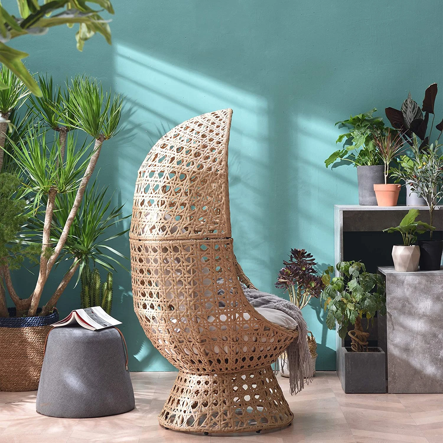 Nerida Natural Rattan Swivel Cocoon Chair β Hand-Woven Egg Chair with Deep-Fill Cushions 2 Nerida Natural Rattan Swivel Cocoon Chair β Hand-Woven Egg Chair with Deep-Fill Cushions - Image 2