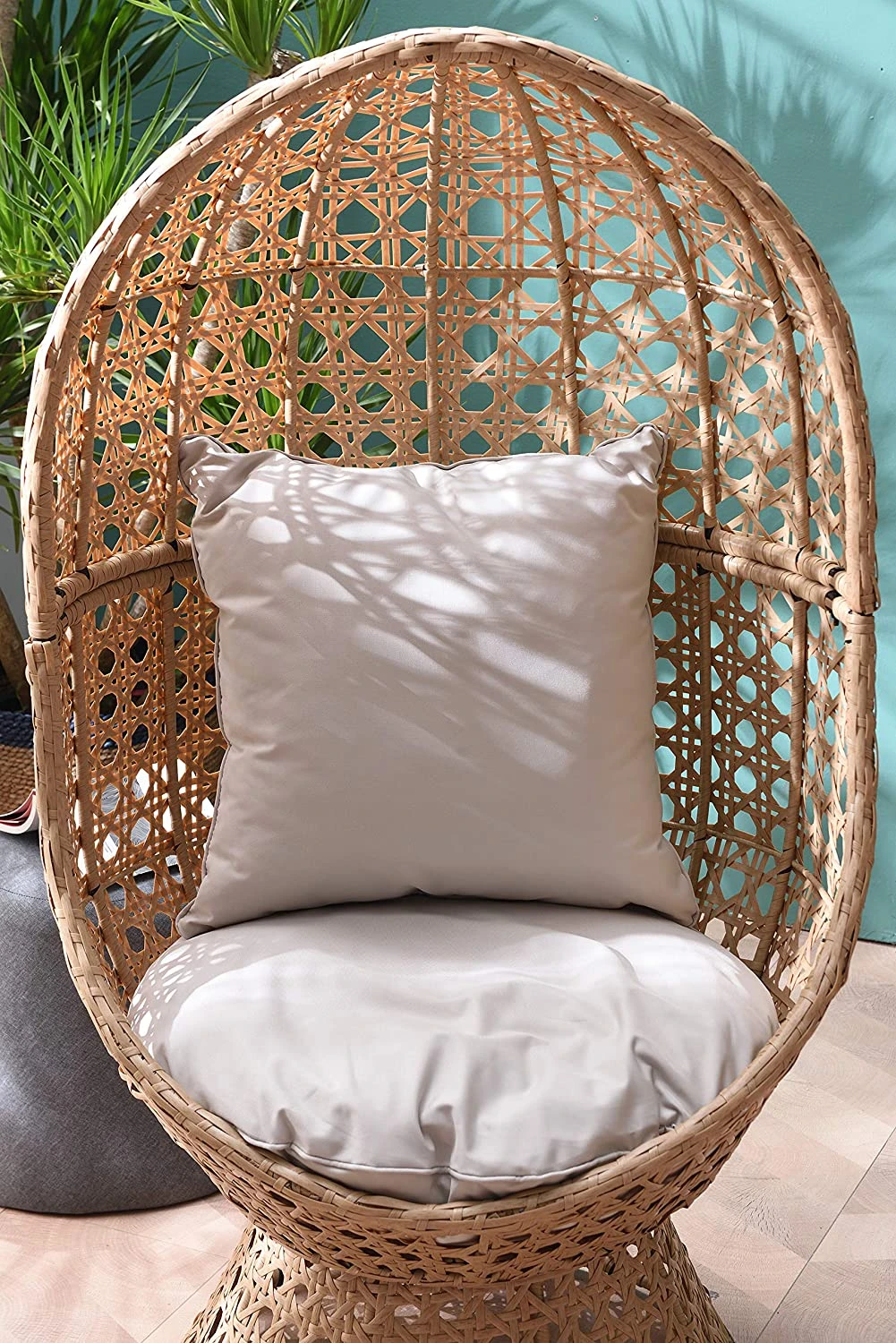 Nerida Natural Rattan Swivel Cocoon Chair β Hand-Woven Egg Chair with Deep-Fill Cushions 3 Nerida Natural Rattan Swivel Cocoon Chair β Hand-Woven Egg Chair with Deep-Fill Cushions - Image 3