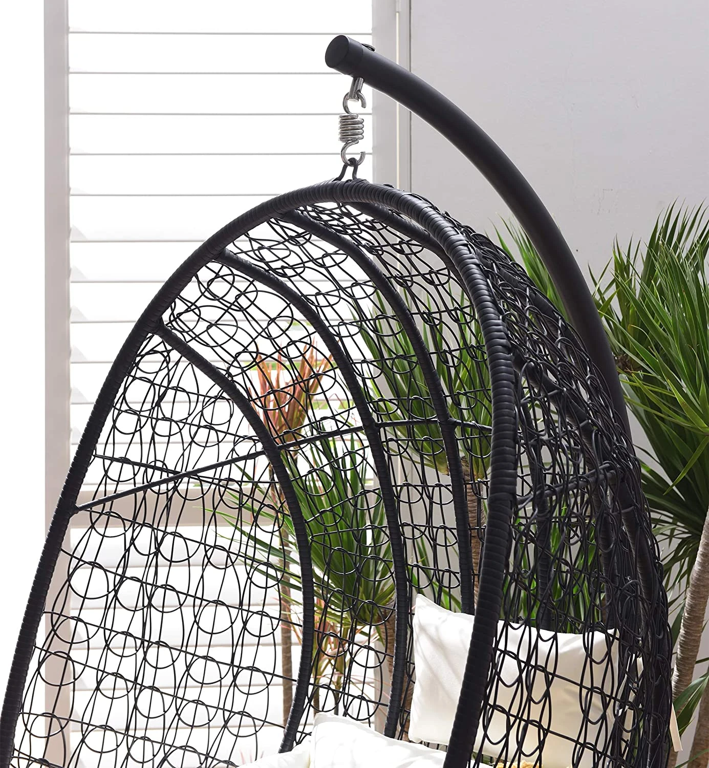 Azura Black Woven Rattan Hanging Egg Chair β Luxury Outdoor Garden Swing Seat with Deep-Fill Cushions 3 Azura Black Woven Rattan Hanging Egg Chair β Luxury Outdoor Garden Swing Seat with Deep-Fill Cushions - Image 3