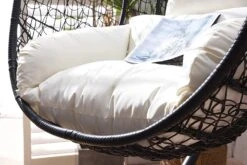 Azura Black Woven Rattan Hanging Egg Chair β Luxury Outdoor Garden Swing Seat with Deep-Fill Cushions 11 Azura Black Woven Rattan Hanging Egg Chair β Luxury Outdoor Garden Swing Seat with Deep-Fill Cushions -Daals Store YSYG 008 BLACK scene4