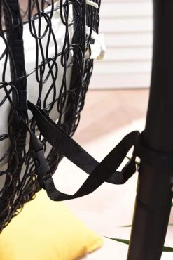 Azura Black Woven Rattan Hanging Egg Chair β Luxury Outdoor Garden Swing Seat with Deep-Fill Cushions 12 Azura Black Woven Rattan Hanging Egg Chair β Luxury Outdoor Garden Swing Seat with Deep-Fill Cushions -Daals Store YSYG 008 BLACK scene5