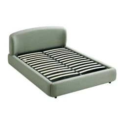 Constance Winged Headboard Ottoman Storage Bed, Olive Linen -Daals Store ZD 2182 OLIVE LIN WB3