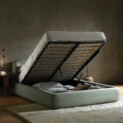 Constance Winged Headboard Ottoman Storage Bed, Olive Linen -Daals Store ZD 2182 OLIVE LIN scene2