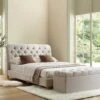 Leamington Deep-Buttoned Upholstered Bed, Oatmeal Fabric -Daals Store ZX 1063 BEIGE FAB main