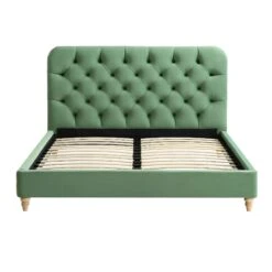 Leamington Deep-Buttoned Upholstered Bed, Meadow Green Velvet 17 Leamington Deep-Buttoned Upholstered Bed, Meadow Green Velvet -Daals Store ZX 1063 CUCU VEL WB1